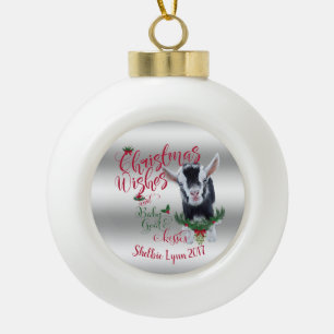 Boule En Céramique CHÈQUE   voeux de Noël Bébé Chèvre Baisers Nigéria