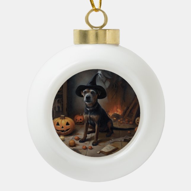 Boule En Céramique Chesapeake Bay Terrier Citrouille Halloween effray (Devant)