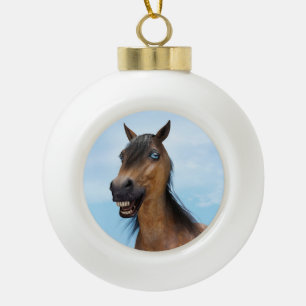 Boule En Céramique Cheval bai souriant heureux
