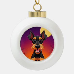 Boule En Céramique Chien adorable dans une scène d'Halloween