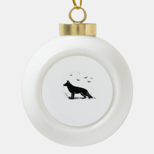 Boule En Céramique Chien berger allemand - Silhouette de lune d'Hallo