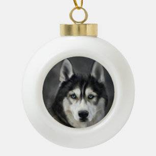 Boule En Céramique Chien Husky Gros Chien Animal Familier