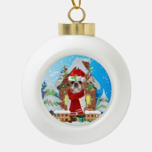 Boule En Céramique Chien Shih Tzu avec cadeaux de Noël