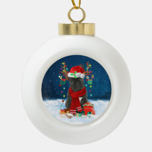 Boule En Céramique Chien-taureaux français avec cadeaux de Noël
