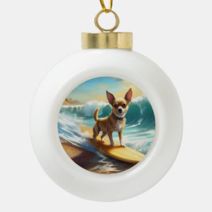 Boule En Céramique Chihuahua Beach Surf Peinture