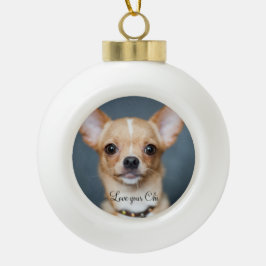 Boule En Céramique Chihuahua Noël Ornament Photo Aimer votre Chi