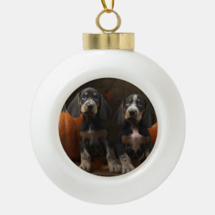Boule En Céramique Chiots Bluetick Coonhound Délice d'Automne Citroui
