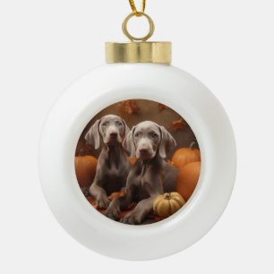 Boule En Céramique Chiots Weimaraner Délice d'Automne Citrouille