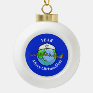 Boule En Céramique Chrismukkah Terre portant l'ornement Casquette jui