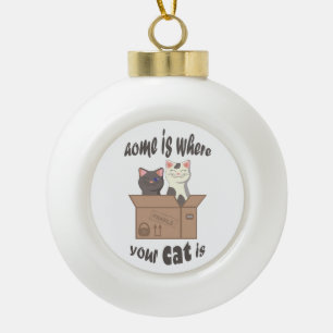 Boule En Céramique Citation drôle Accueil est où est votre chat
