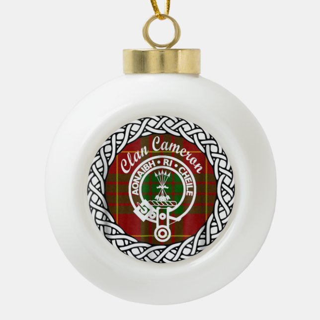 Boule En Céramique Clan écossais Cameron Tartan et Crest (Devant)
