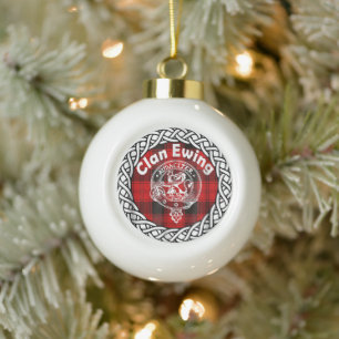 Boule En Céramique Clan écossais Ewing Tartan et Crest