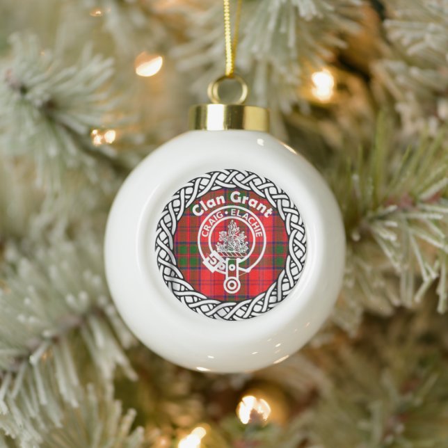 Boule En Céramique Clan écossais Grant Tartan et Crest (Arbre)