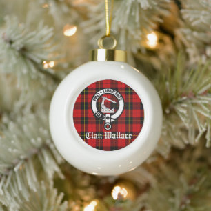 Boule En Céramique Clan Wallace Crest Badge et Tartan Customisé