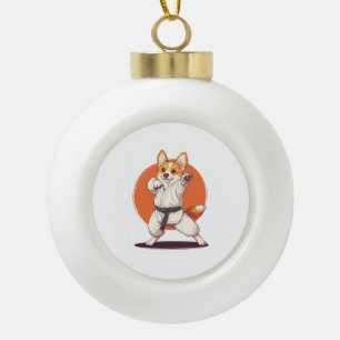 Boule En Céramique Corgi Karaté � Chien d'Arts Martiaux