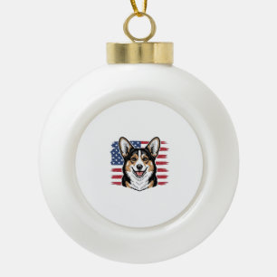 Boule En Céramique Corgi patriotique drapeau américain vecteur vintag