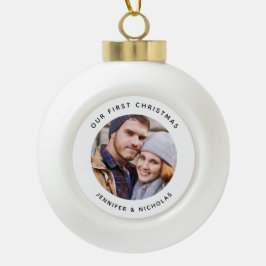 Boule En Céramique Couple Notre Première Photo De Noël
