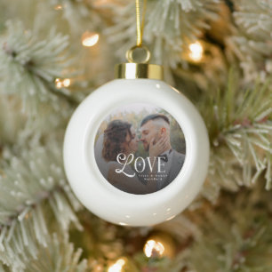 Boule En Céramique Couples de photos de mariage personnalisées Amour 