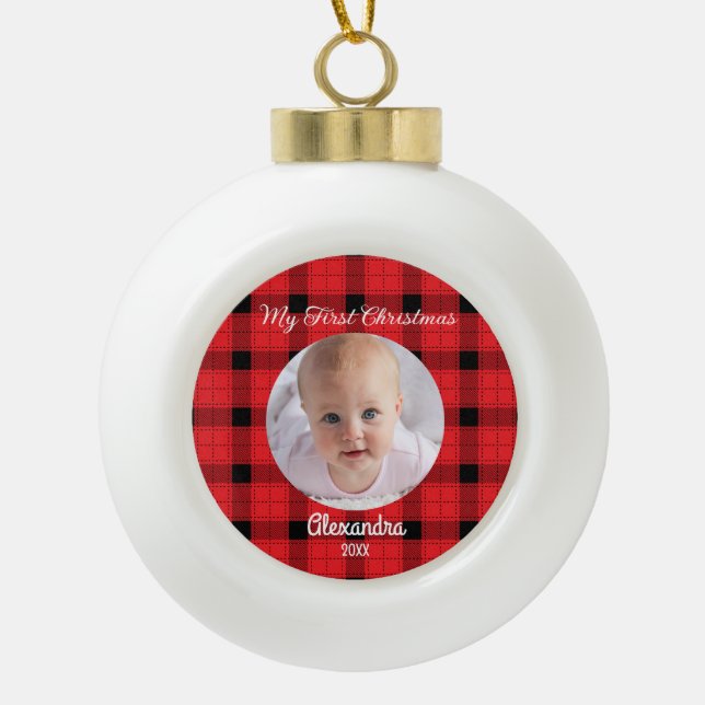 Boule En Céramique Créer votre propre bébé Photos 1er Noël (Devant)