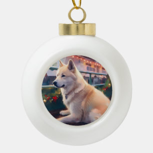 Boule En Céramique Croisière de Noël Akita : Délice de vacances fabul
