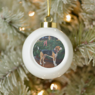 Boule En Céramique Croisière de Noël beagle : Pawsome Holiday Delft