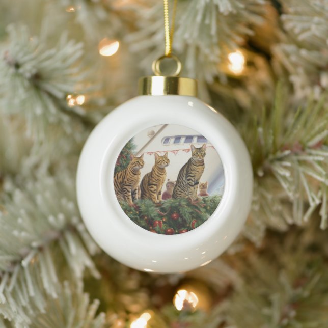 Boule En Céramique Croisière de Noël des chats du Bengale : Pawsome H (Arbre)