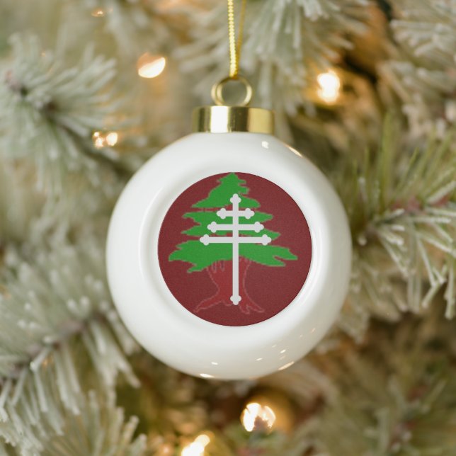 Boule En Céramique Croix de l'église maronite et cèdre du Liban (Arbre)