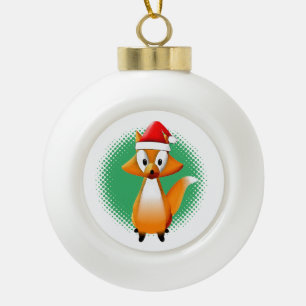 Boule En Céramique Cute Animau Renard Cartoon Avec Casquette Santas