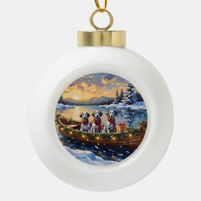 Boule En Céramique Dalmatian Christmas Boat Holiday (Devant)