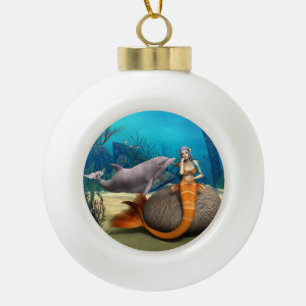 Boule En Céramique Dauphine sirène rêveuse Art fantastique sous-marin