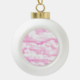 Boule En Céramique Décor Clair Rose Élégant Nuages