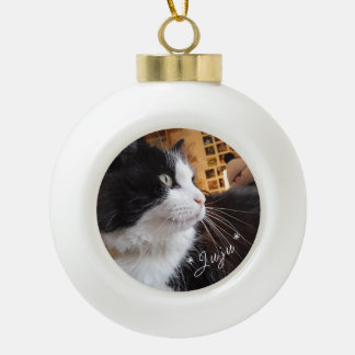 Boule En Céramique Décoration de sapin personnalisé avec des photos