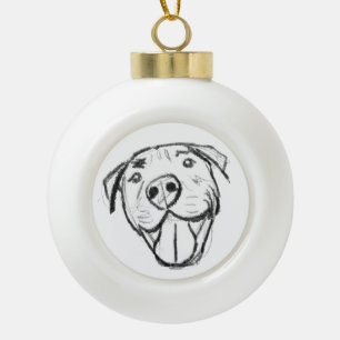 Boule En Céramique dessin de pitbull simple amoureux des chiens noir 