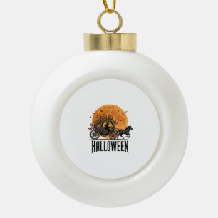 Boule En Céramique Dessin de sorcière de calèche de citrouille Hallow