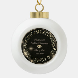 Boule En Céramique Diamond Confetti Black 25e anniversaire de Mariage