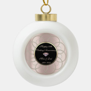 Boule En Céramique Diamond Pearls Rose Gold 50e anniversaire Mariage