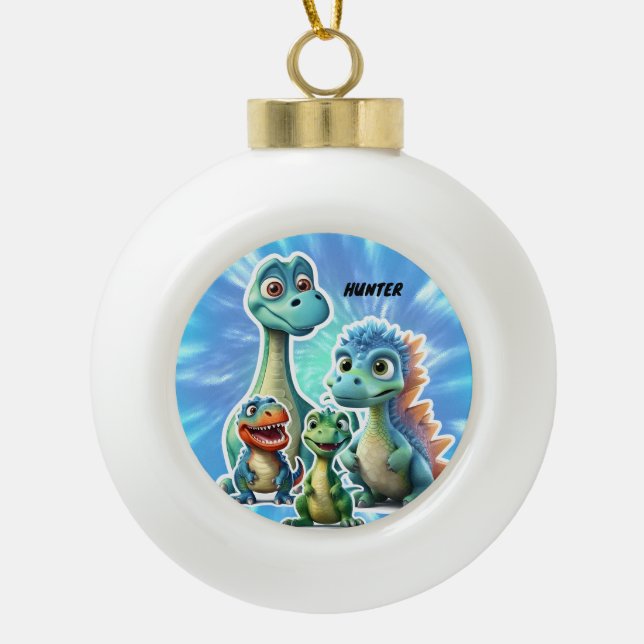 BOULE EN CÉRAMIQUE DINOSAUR KIDS ORNAMENT PERSONALIZED (Devant)