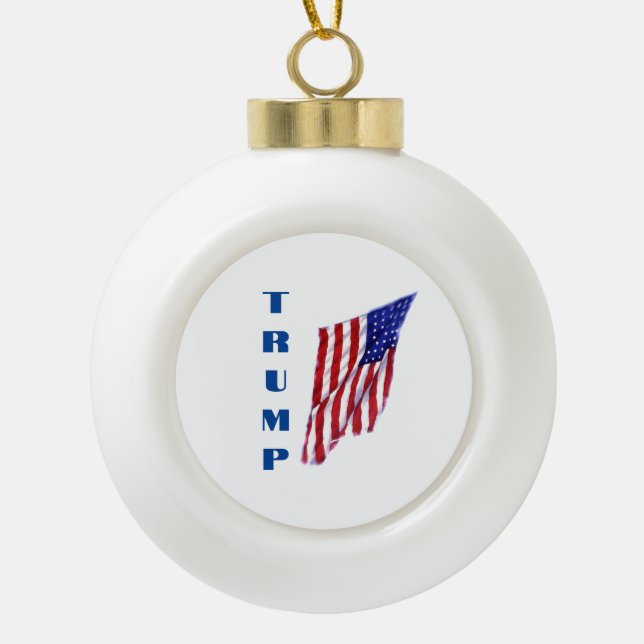 Boule En Céramique Donald Trump American Flag Pop Art (Devant)