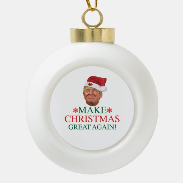 Boule En Céramique Donald Trump - Rendre à Noël une grande fête (Devant)