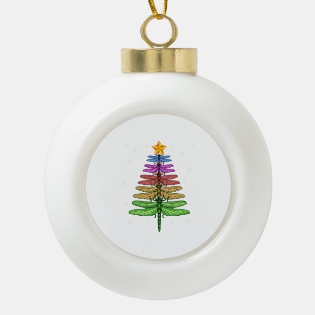 Boule En Céramique Dragonfly Christmas Tree Chemise Insect Lover Xmas (Devant)