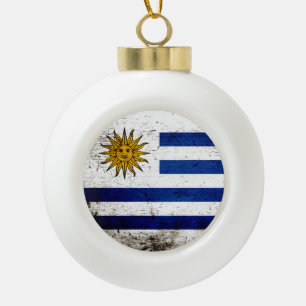 Boule En Céramique Drapeau grunge noir de l'Uruguay