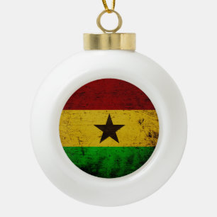 Boule En Céramique Drapeau grunge noir du Ghana