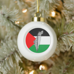 Boule En Céramique Drapeau palestinien et carte avec Motif Keffiyeg