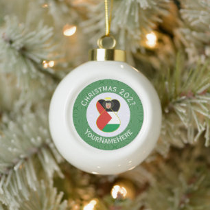 Boule En Céramique Drapeau palestinien Noël Ange Nom Année