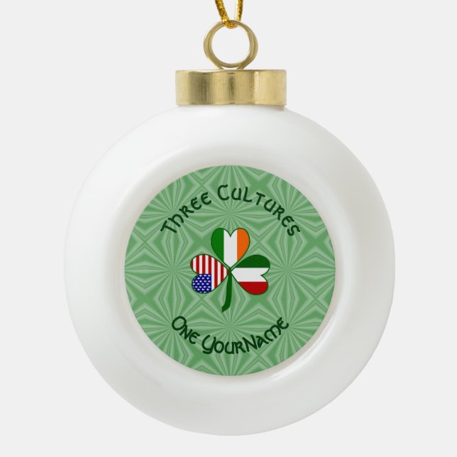 Boule En Céramique Drapeaux irlandais Shamrock Votre nom (Devant)