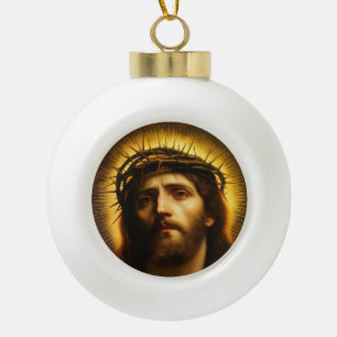 Boule En Céramique Ecce Homo   Jésus-Christ avec la Couronne d'Épines