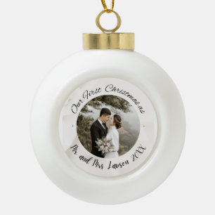 Boule En Céramique Elégant Notre première photo mariage de Noël