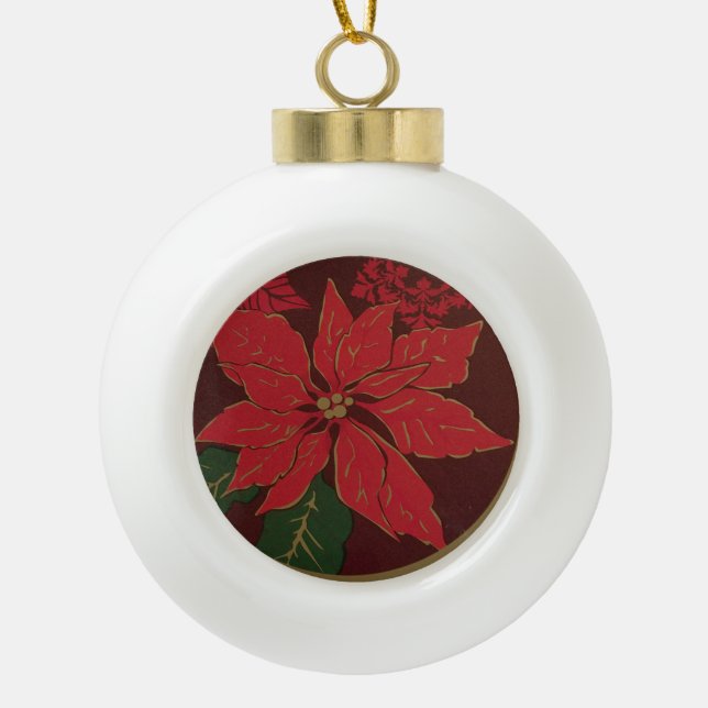 Boule En Céramique Élégant Poinsettia (Devant)