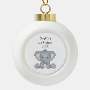 Boule En Céramique Élément personnalisé Bébé Éléphant Rose Bébé 1er N