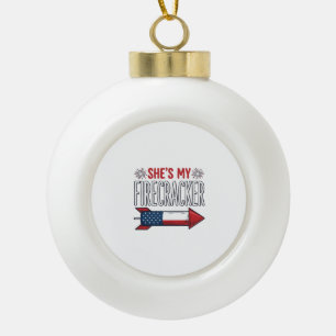 Boule En Céramique Elle est mon pétard Création de couple patriotique